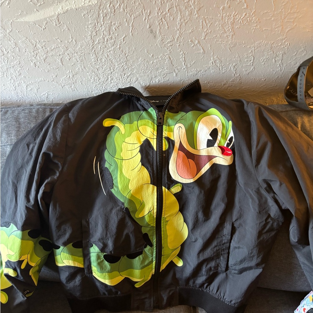 Disney Black Jacket with Green Cartoon Design